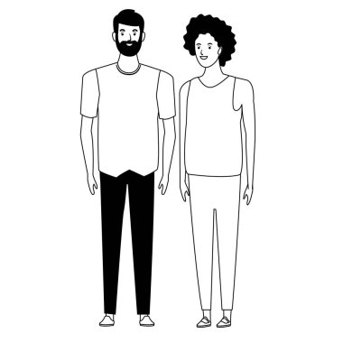 siyah ve beyaz çift avatar karikatür karakter