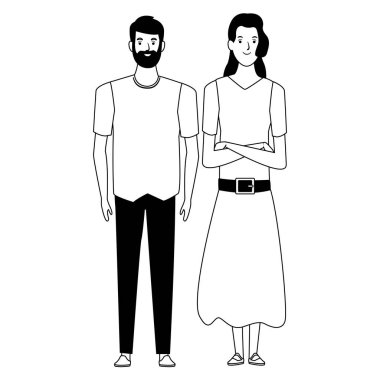 siyah ve beyaz çift avatar karikatür karakter