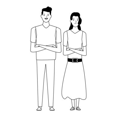 siyah ve beyaz çift avatar karikatür karakter