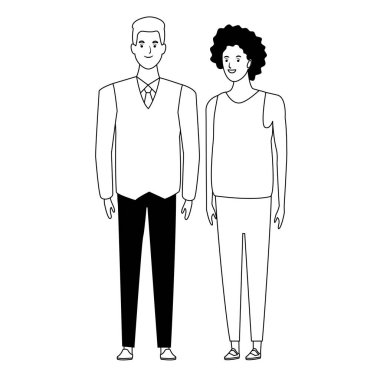 siyah ve beyaz çift avatar karikatür karakter