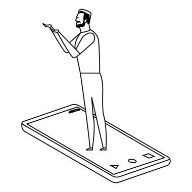 cep telefonu siyah ve beyaz üzerinde adam