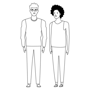 siyah ve beyaz çift avatar karikatür karakter