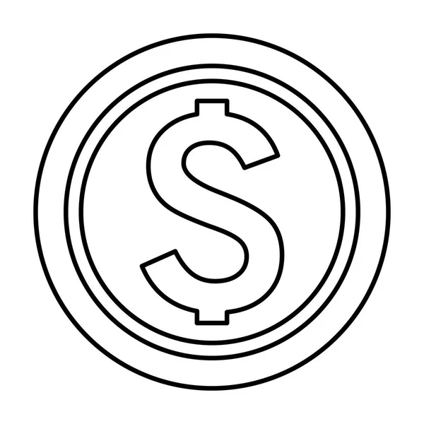 Значок монети мультфільм чорно-білий — стоковий вектор