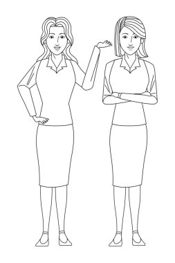 iş kadınları avatar çizgi film karakteri siyah ve beyaz