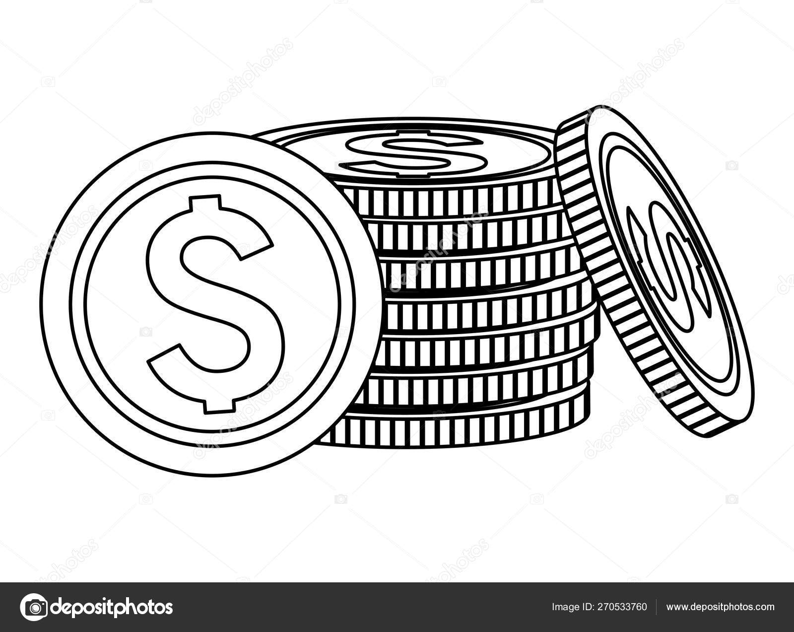 Gestapelte Münzen Symbol schwarz und weiß Stock-Vektorbild von ©jemastock  270533760, image size:1600x1273