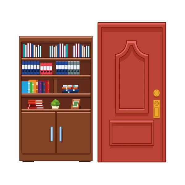Kitaplık ve kapı — Stok Vektör