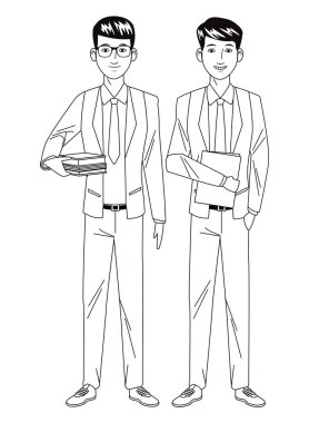 İşadamları avatar çizgi film karakteri siyah ve beyaz