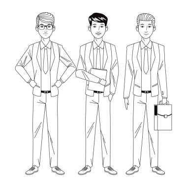 İşadamları avatar çizgi film karakteri siyah ve beyaz