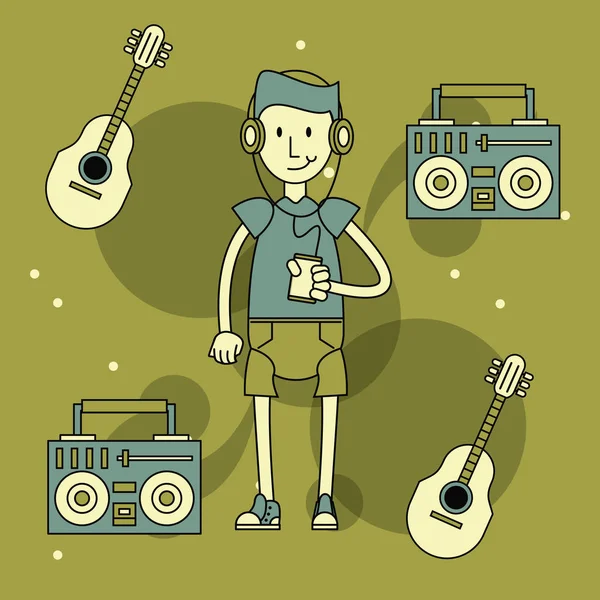 Cool hipster chico de dibujos animados — Archivo Imágenes Vectoriales