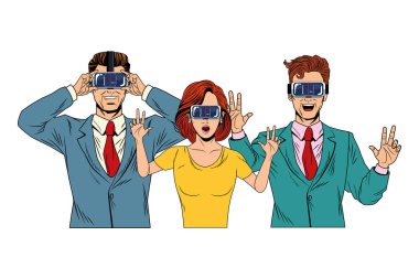 sanal gerçeklik kulaklığı olan bir grup insan