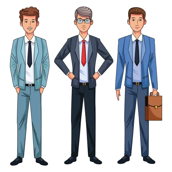 Hombres de negocios avatar personaje de dibujos animados — Vector de stock