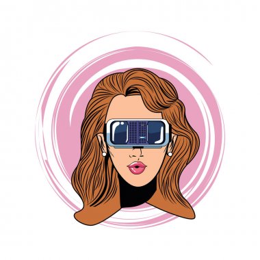 sanal gerçeklik kulaklık ile kadın kafası