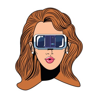 sanal gerçeklik kulaklık ile kadın kafası
