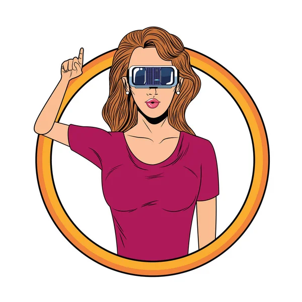 Woman with virtual reality headset — Stock Vector