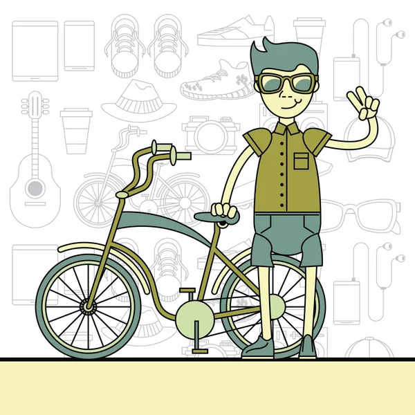 Coole hipster kerel cartoon — Stockvector