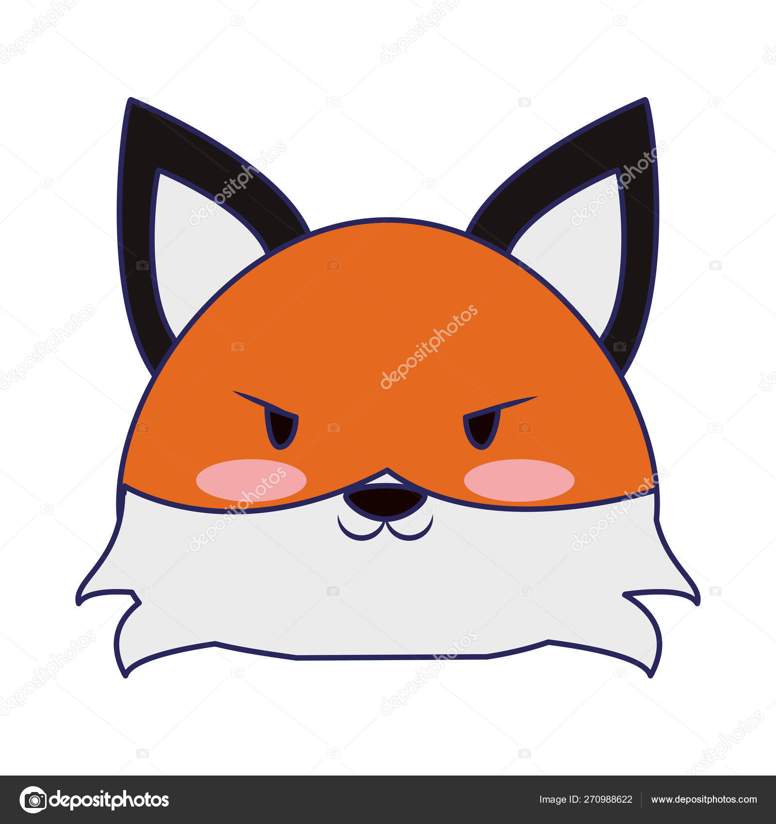 Cute fox animal cartoon blue lines Stock Vector by ©jemastock 270988622