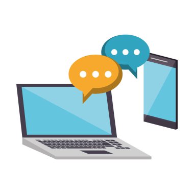 Akıllı telefon ve dizüstü bilgisayar sohbet kabarcıkları