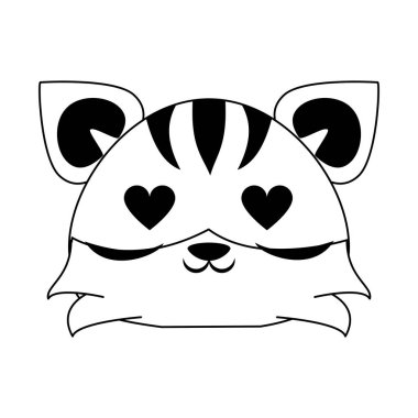 Siyah beyaz sevimli kaplan hayvan karikatür