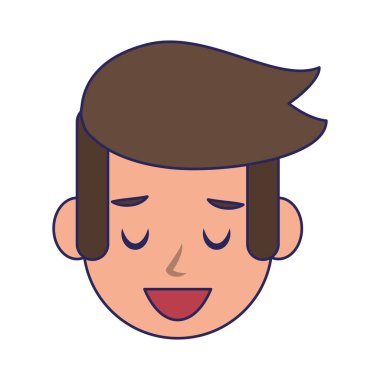 Adam yüz karakter karikatür izole mavi çizgiler