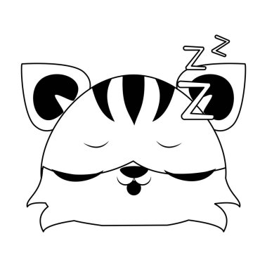 Siyah beyaz sevimli kaplan hayvan karikatür