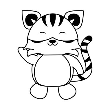 Siyah beyaz sevimli kaplan hayvan karikatür