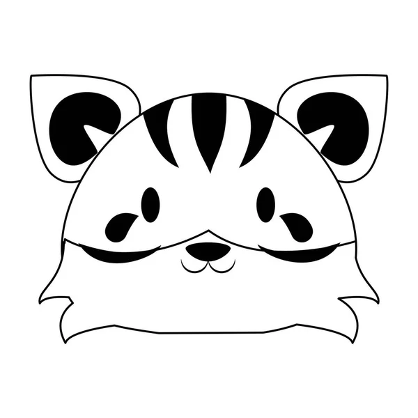 Симпатичная карикатура на тигра в черно-белом — стоковый вектор