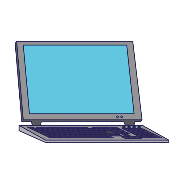 Urządzenia komputerowe i klawiatury na białym tle niebieskie linie — Wektor stockowy