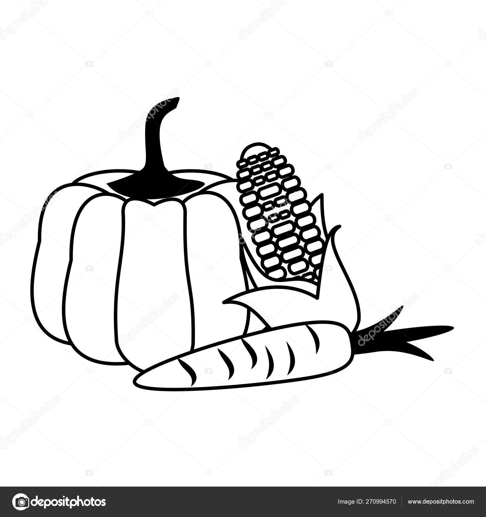 Vegetables fresh food collection cartoon in black and white Stock Vector  Image by ©jemastock #270994570