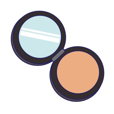 Ayna kozmetik sembolü mavi çizgiler ile toz makyaj