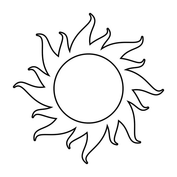 Солнце мультфильм на белом фоне в черно-белом — стоковый вектор