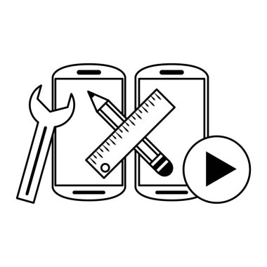 Siyah beyaz akıllı telefon teknik destek teknolojisi