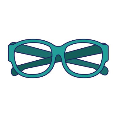 Yönetici gözlük accesorie izole karikatür mavi çizgiler