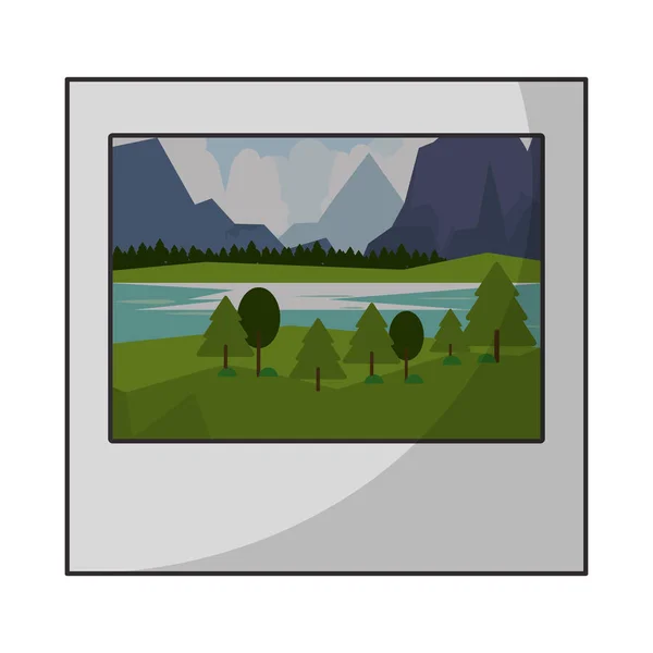 Paisaje instantánea foto de dibujos animados aislados — Vector de stock