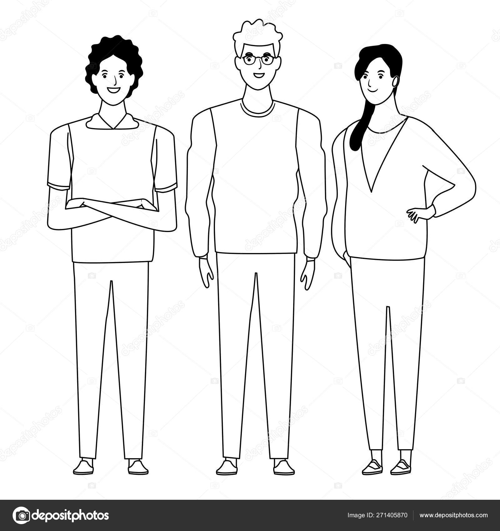 Image vectorielle Groupe de personnes avatar personnage de dessin animé en  noir et blanc par ©jemastock - 271405870, image size:1600x1700