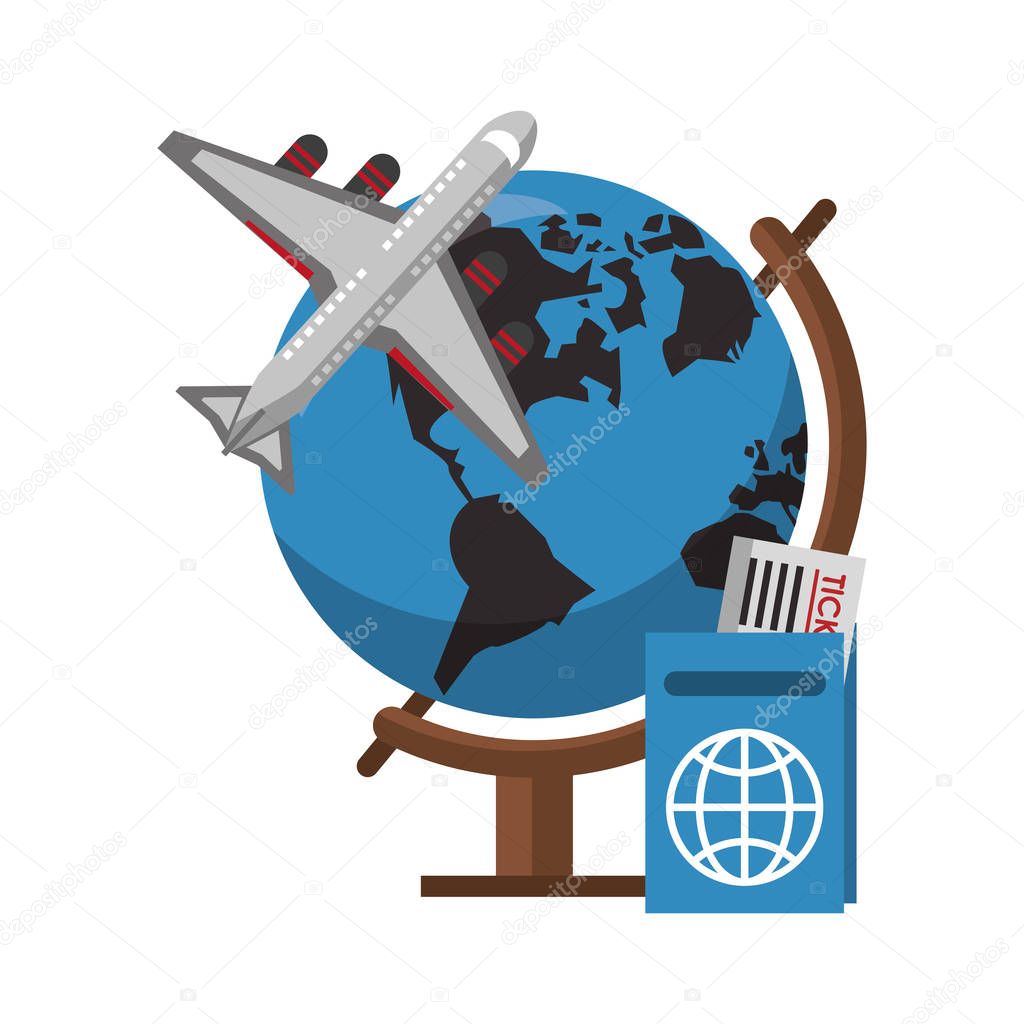 Travel and vacations symbols vector illustration