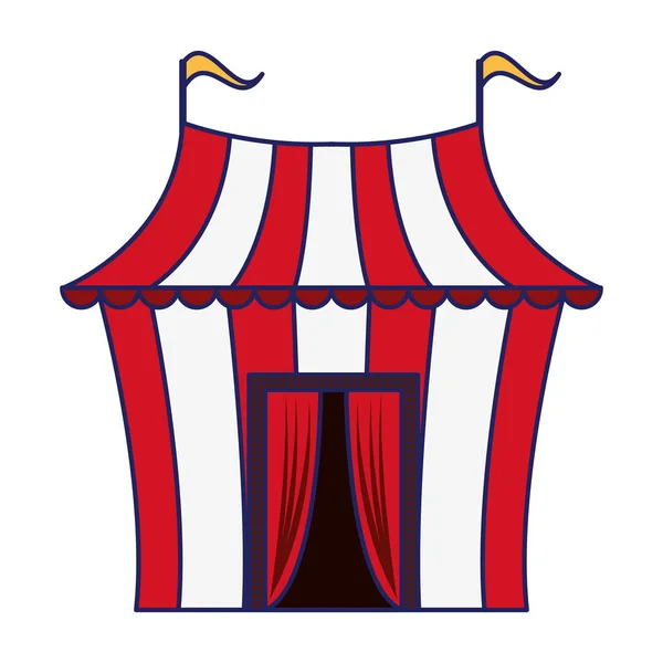 Circus tent with flags isolated cartoon blue lines — Stock Vector