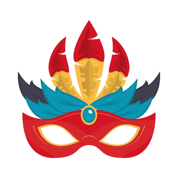 Masque de fête avec des plumes dessin animé illustration vectorielle — Image vectorielle