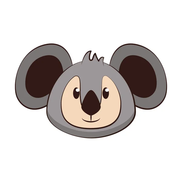 Koala cabeza fauna lindo animal de dibujos animados — Vector de stock