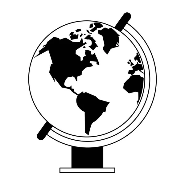 Mundo globo de dibujos animados aislados en blanco y negro — Vector de stock