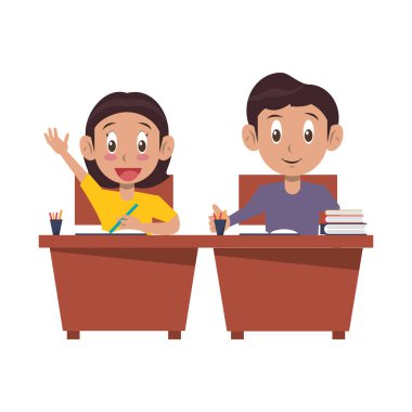 Okul karikatür öğrenciler çocuklar