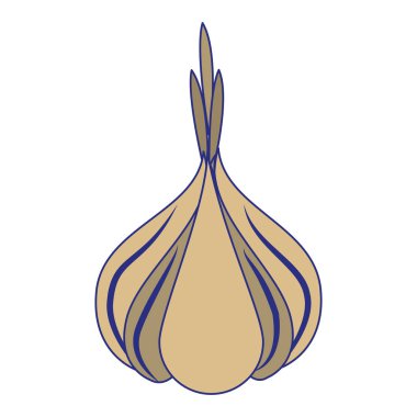 Sarımsak sebze sağlıklı gıda karikatür mavi çizgiler