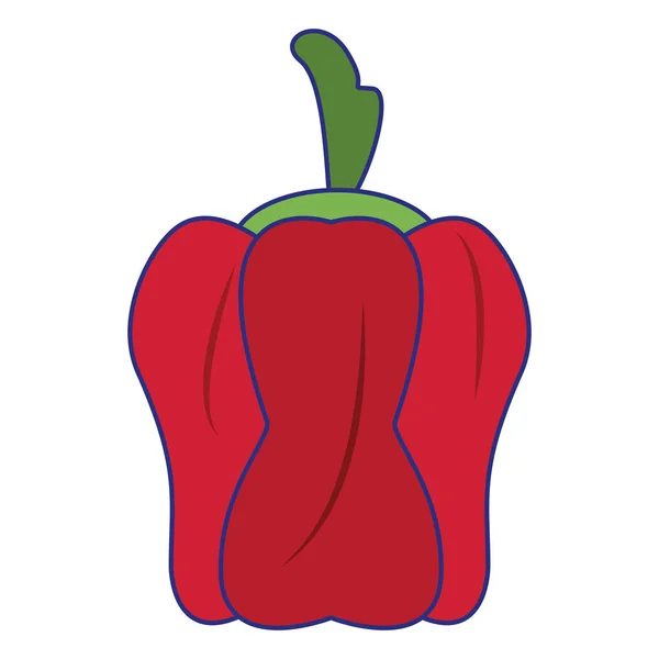 Pepper sayuran sehat kartun makanan garis biru - Stok Vektor