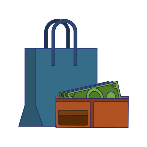 Einkaufs- und Verkaufssymbole blaue Linien — Stockvektor