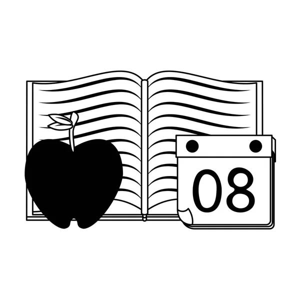 Educación y material escolar en blanco y negro — Vector de stock