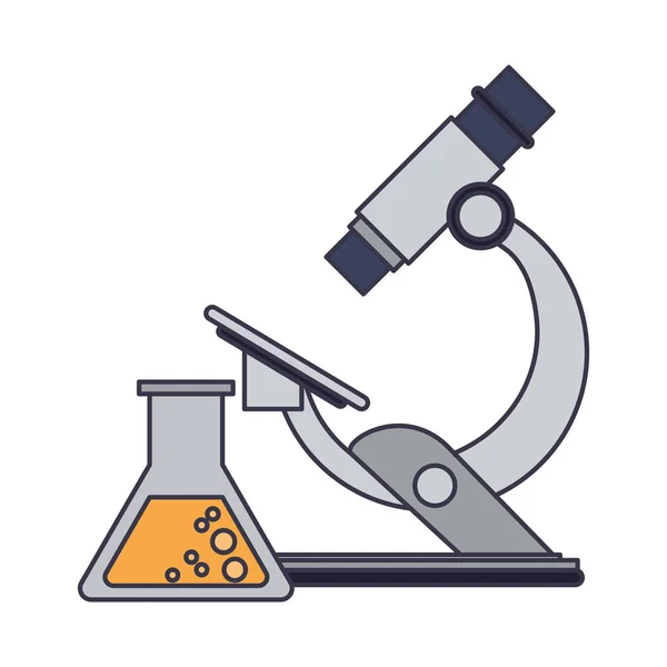 Microscoop en scheikundige kolf — Stockvector