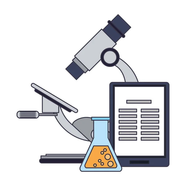 Мікроскоп і хімічна колба — стоковий вектор