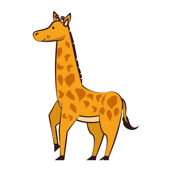 Girafa animais selvagens bonito desenhos animados — Vetor de Stock