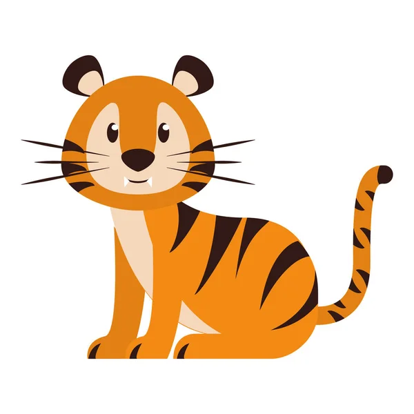 Tigre faune mignon animal dessin animé — Image vectorielle