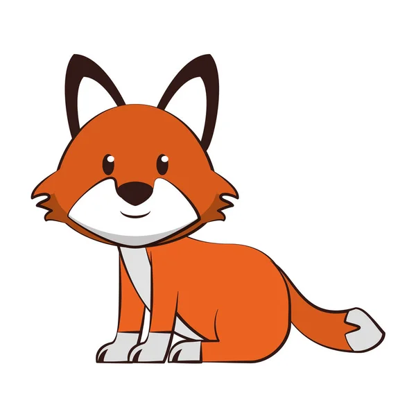 Fox fauna lindo animal de dibujos animados — Archivo Imágenes Vectoriales