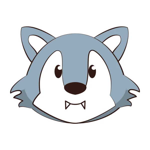 Wolf Kopf Tierwelt niedlich Tier Cartoon — Stockvektor